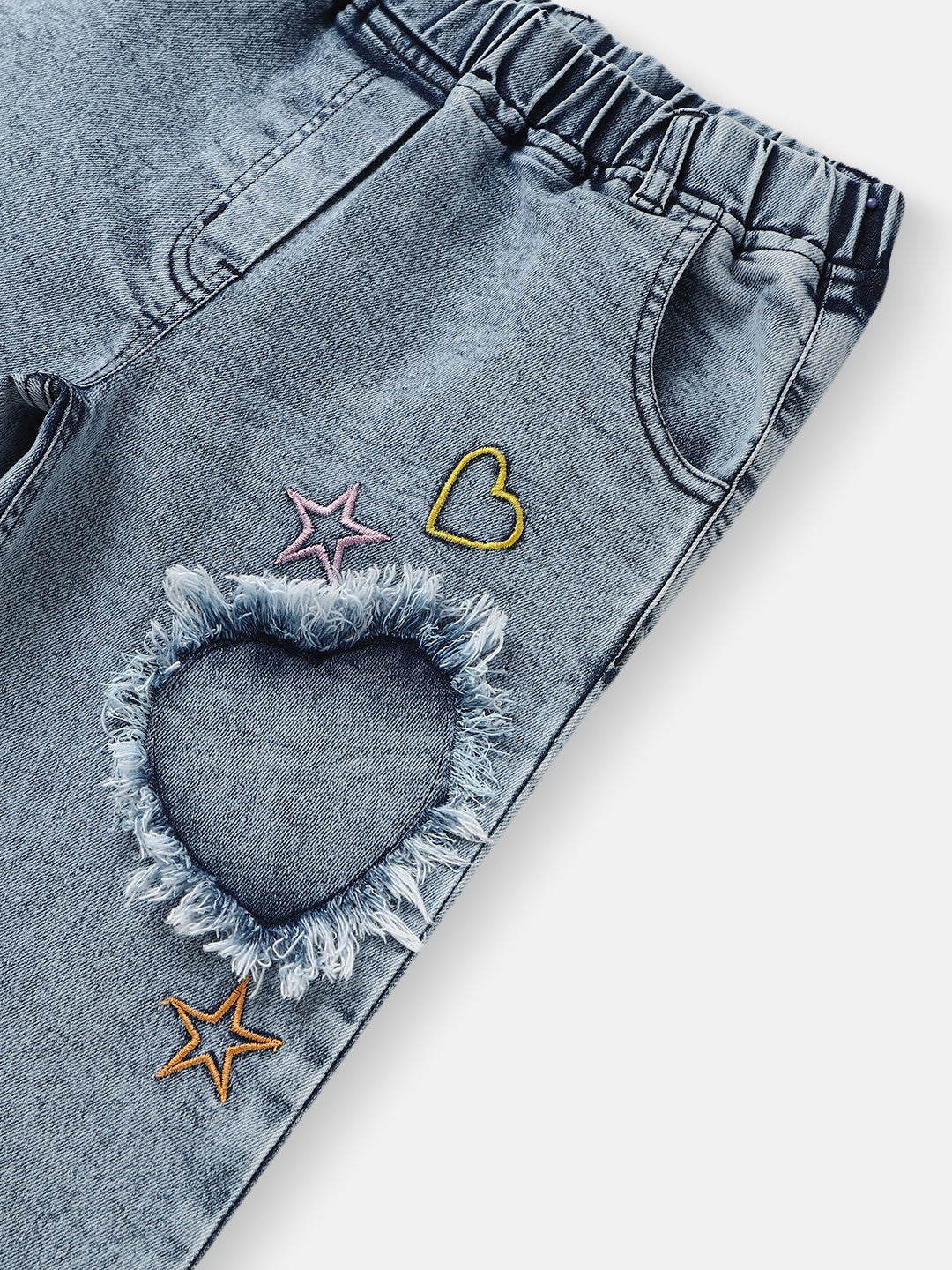 Girls Patch Embroidery Jeans | Denim Pants for Girls | 4 to 8 Years