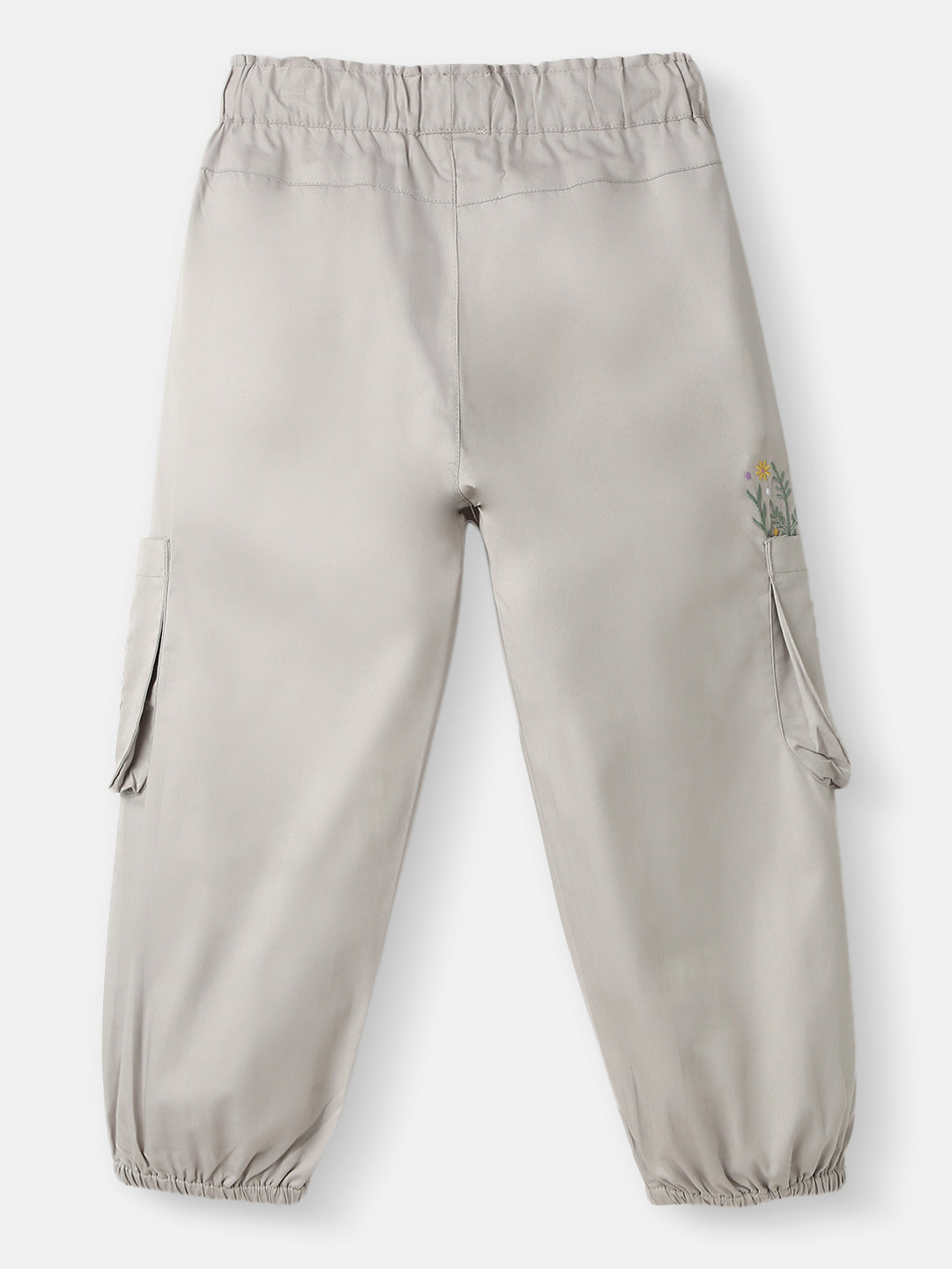 Girls Cotton Cargo | Cargo Joggers for 4-8 Years | Floral Embroidery | Cargo with Pockets