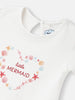 Nautinati Girls' Pack of 2 Cotton Graphic Printed & Solid Gathered Sleeves T-shirts