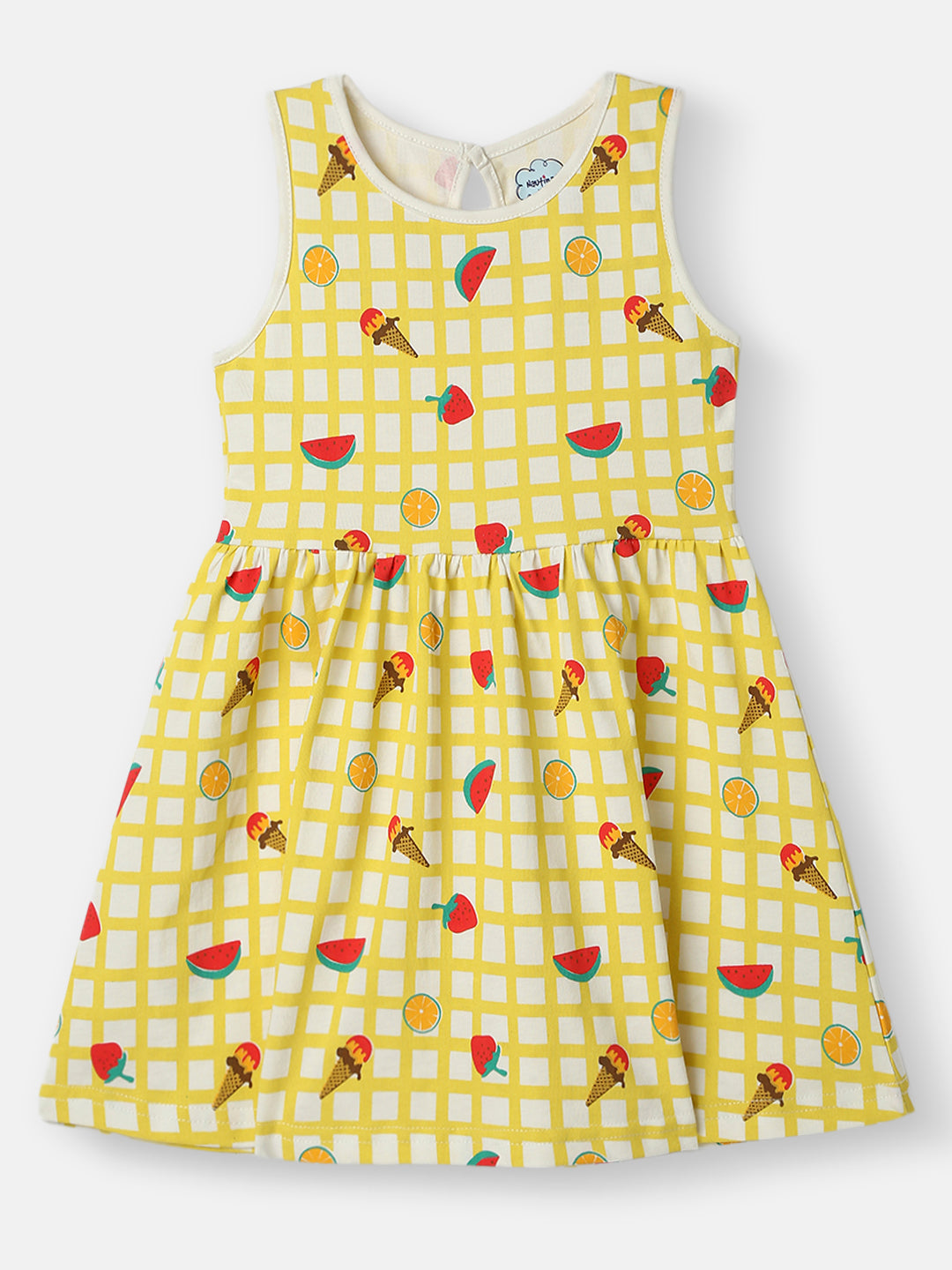 Nautinati Girls' Cotton AOP Knit Frock Pack of 2