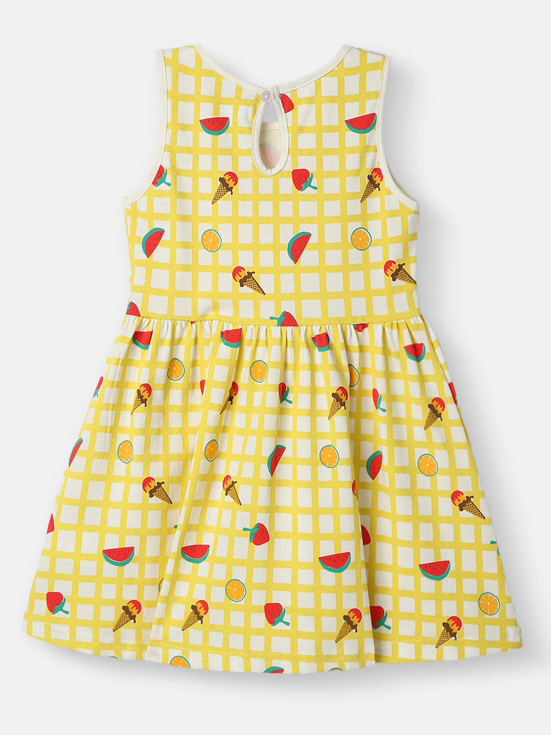 Nautinati Girls' Cotton AOP Knit Frock Pack of 2
