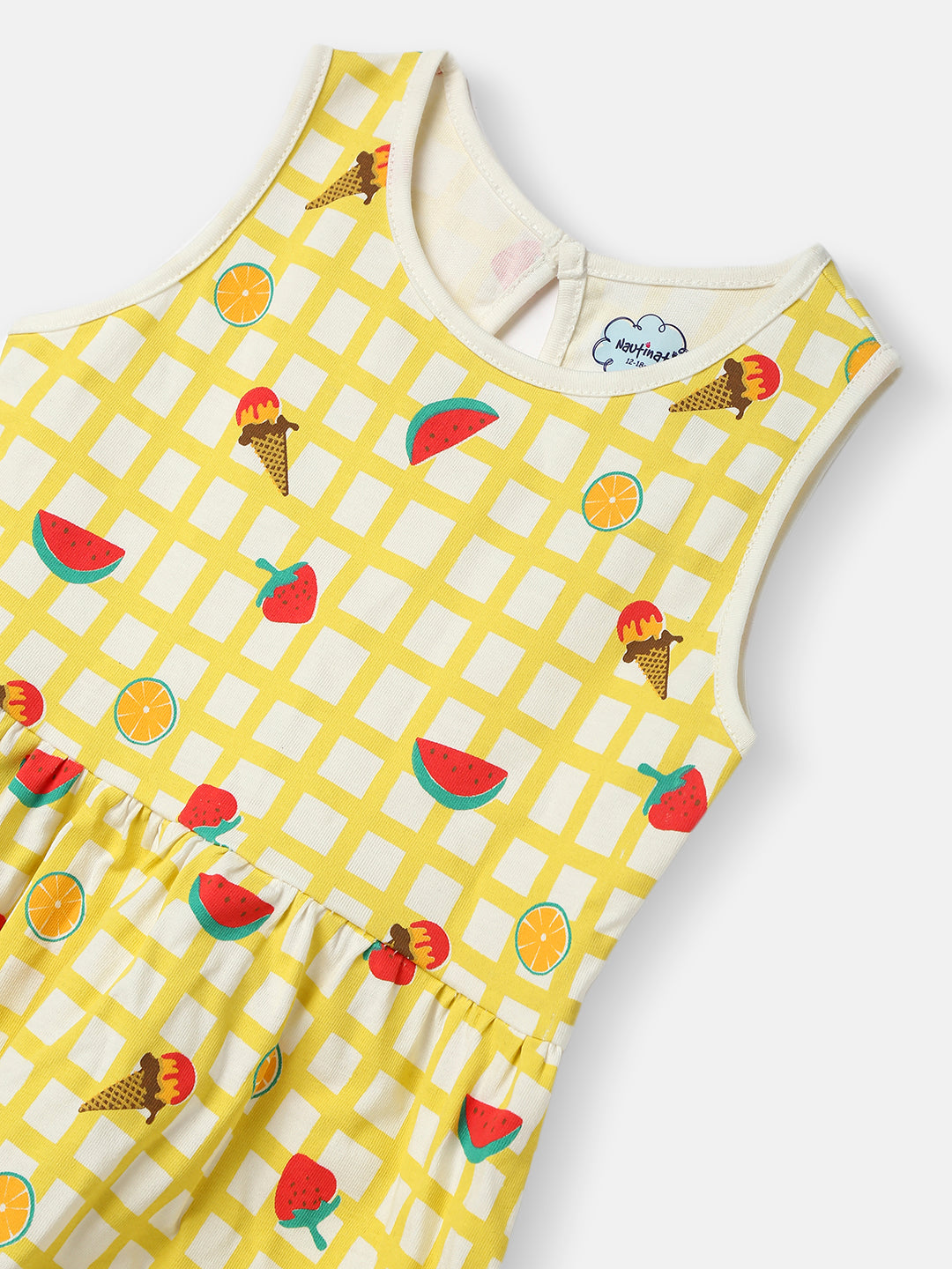 Nautinati Girls' Cotton AOP Knit Frock Pack of 2