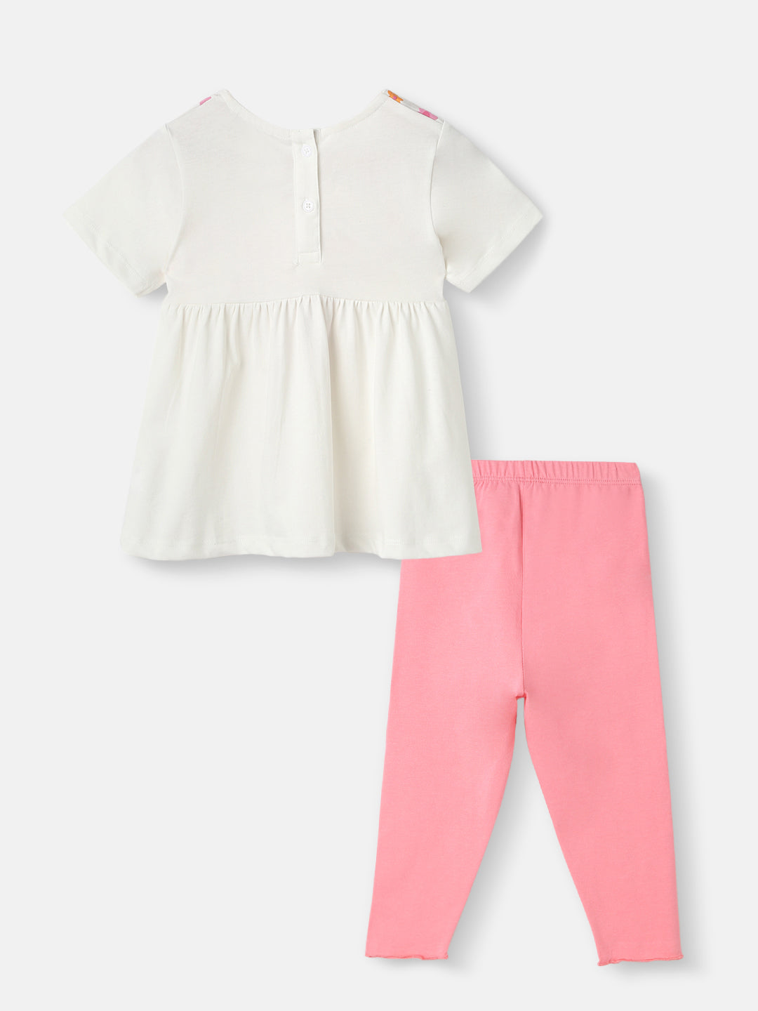Nautinati Girls' Cotton Floral Top and Bottoms With Gathered Waistline and Tassels