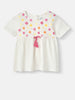 Nautinati Girls' Cotton Floral Top and Bottoms With Gathered Waistline and Tassels