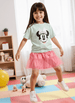 Nautinati Girls' Minnie Mouse Printed Set of T-shirt and Tiered Tulle Skirt