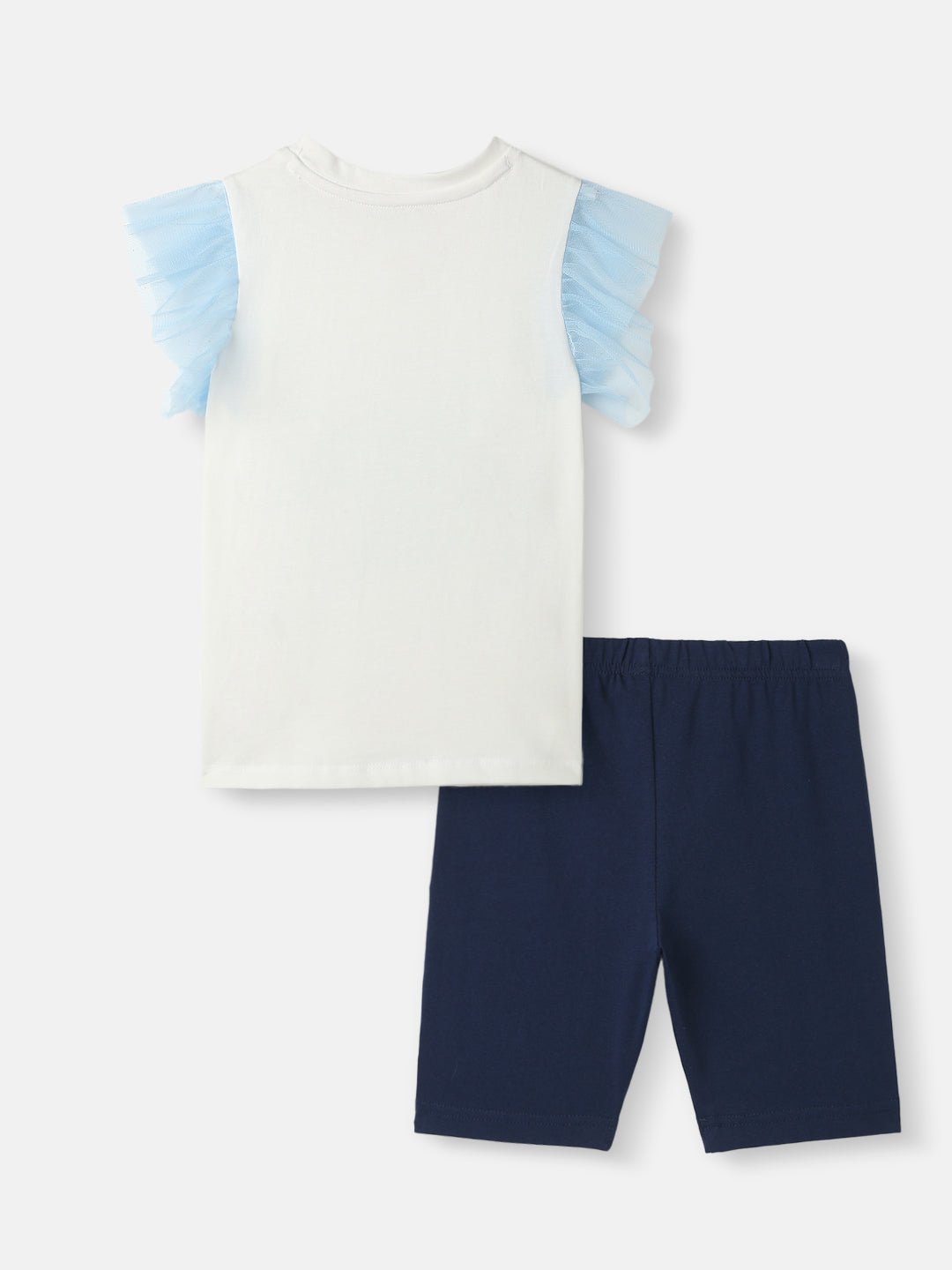 Nautinati Girls' Frozen Printed Flutter Sleeve Top and Solid Shorts