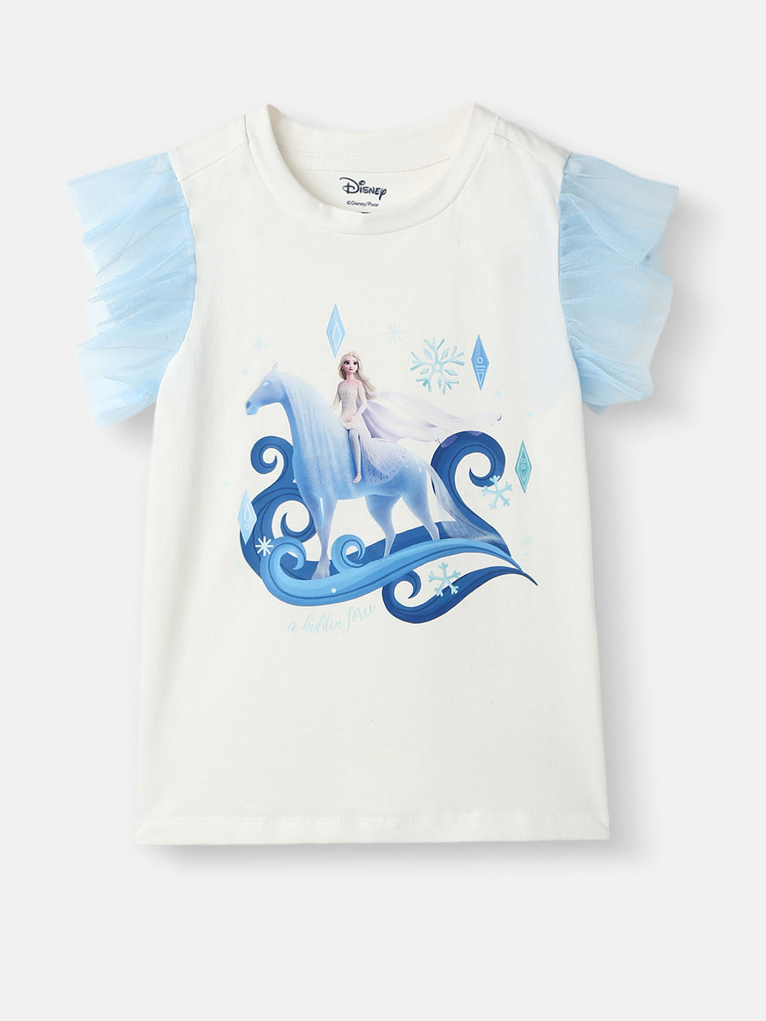 Nautinati Girls' Frozen Printed Flutter Sleeve Top and Solid Shorts