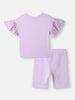 Girls Cotton Top and Shorts Set |Frozen Print Top | Schiffli Sleeves | Solid Shorts | 2-10 Years