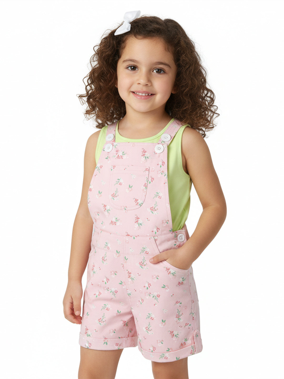 Nautinati Girls Cotton Top and Dungaree Set with Kangaroo Pouch Pocket