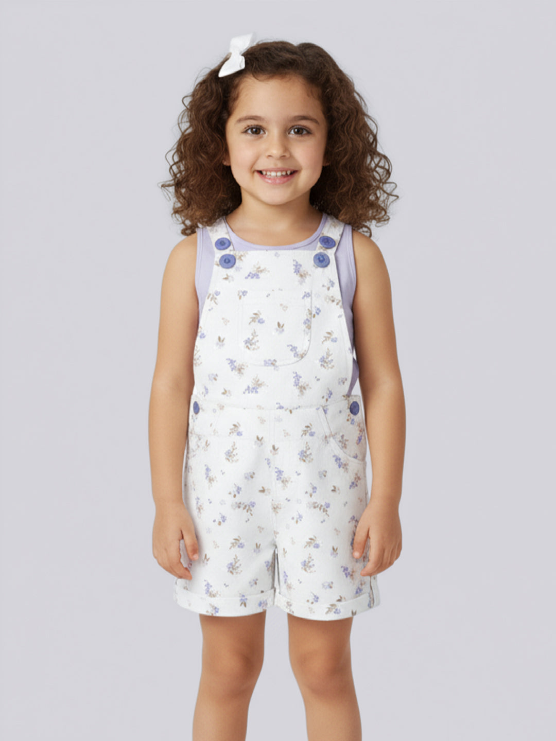 Nautinati Girls Cotton Top and Dungaree Set with Kangaroo Pouch Pocket