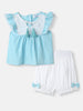 Nautinati Girls' Yarn Dyed Print Top and Pants Set with Lace Panel