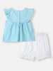 Nautinati Girls' Yarn Dyed Print Top and Pants Set with Lace Panel