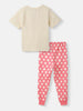 Nautinati Girls' Cotton Graphic Print T-shirt and Polka Dot Printed Joggers