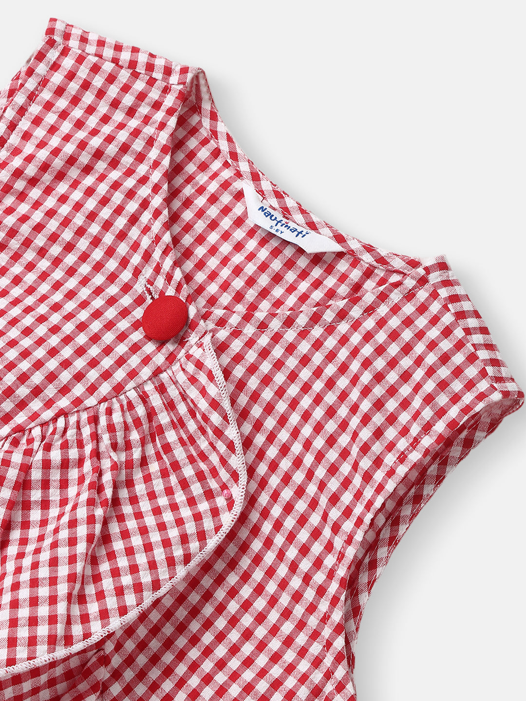 Girls Cotton Top and Pants Set |Gingham Asymmetric Clothing Set | Frill Crop Top |2-10 Years