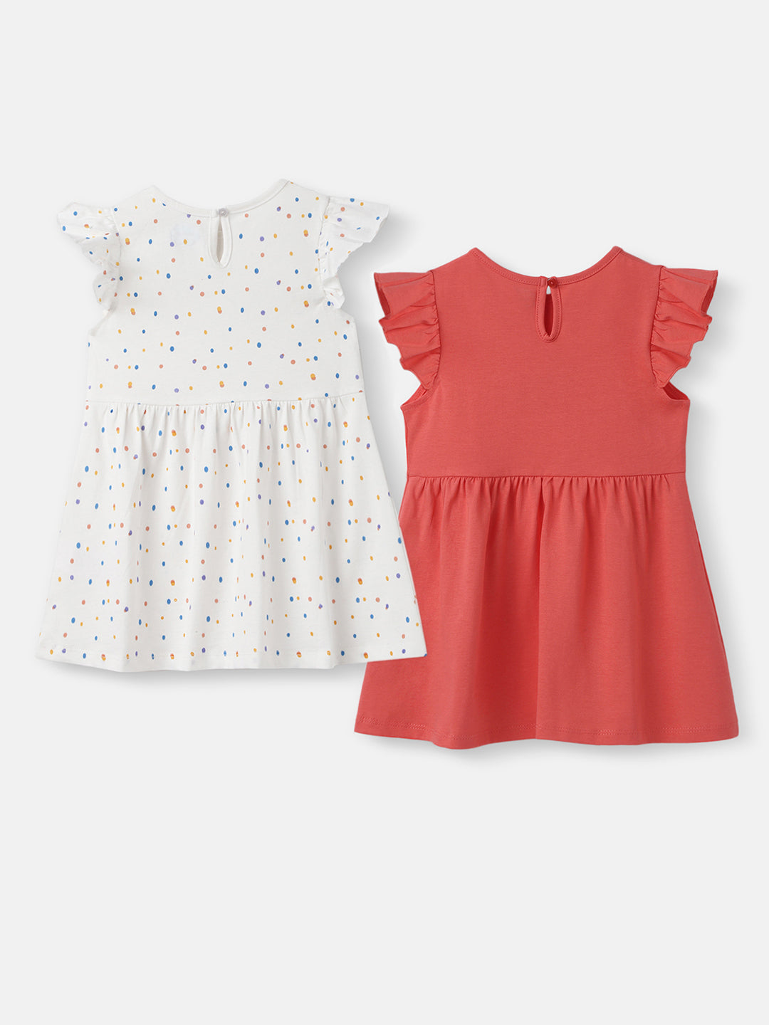 Nautinati Girls Printed Cotton Dress|Pack of 2| Age 3 - 24 Months