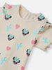 Nautinati Girls' Derby Rib Cotton Minnie Mouse Print Flutter Sleeve Dress