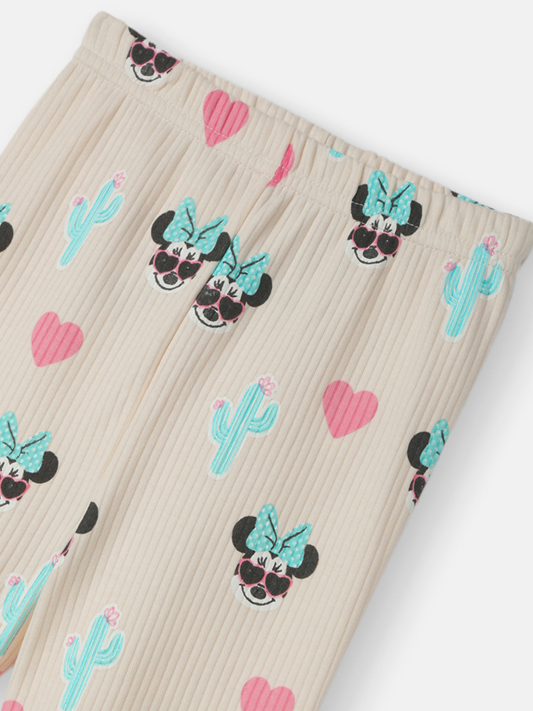 Nautinati Girls' Derby Rib Cotton Minnie Mouse Print Flutter Sleeve Dress