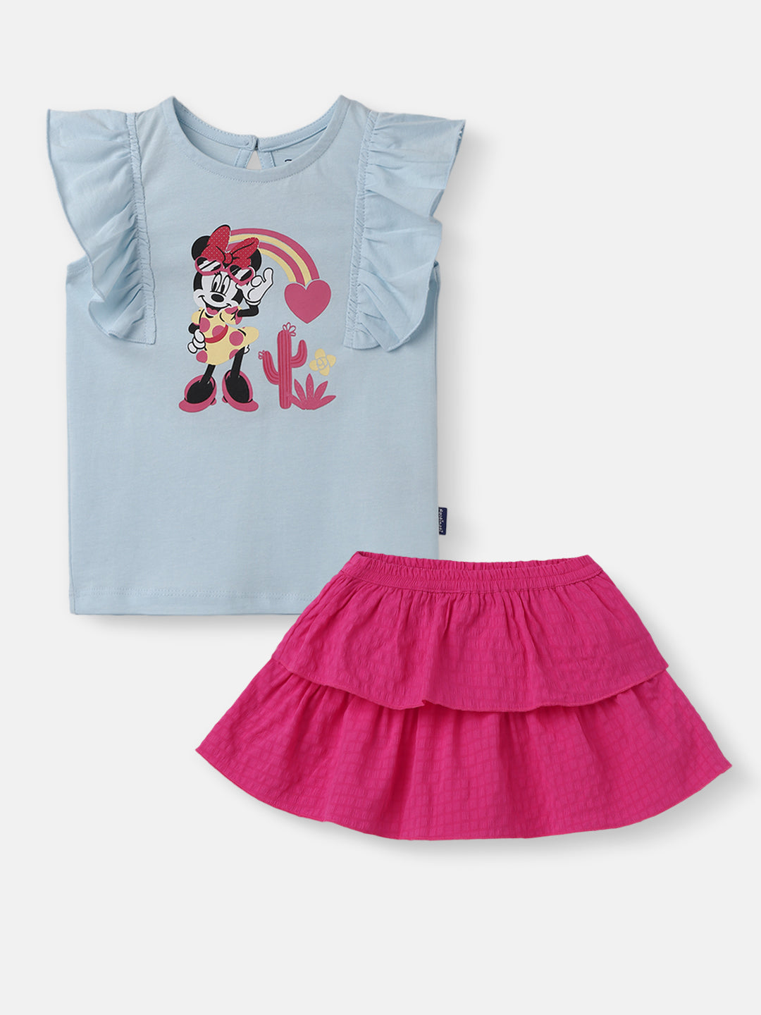 Nautinati Girls Minni Mouse Print Top with Skirt Set|Cotton| Age 3 - 24 Months