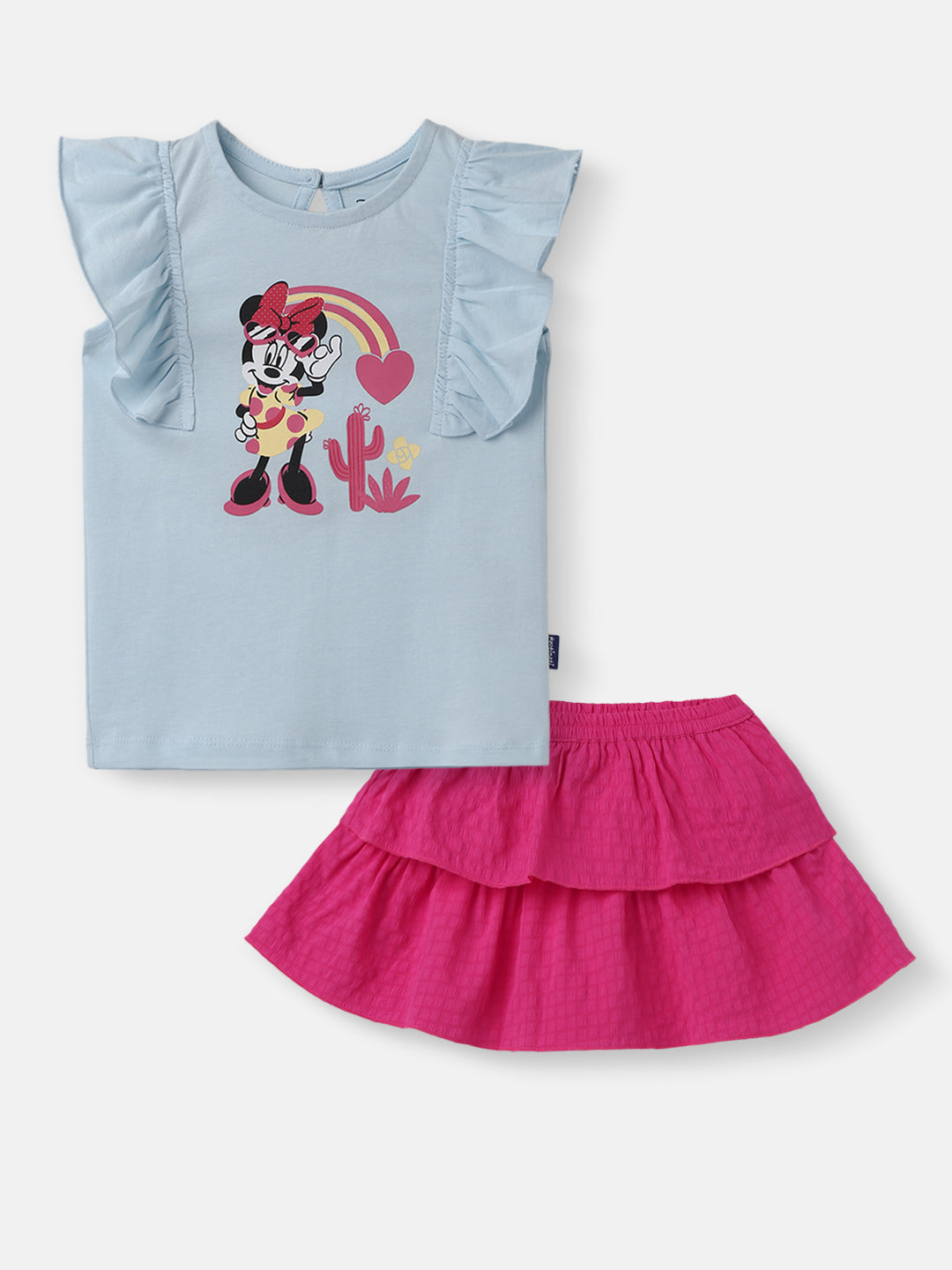 Nautinati Girls Minni Mouse Print Top with Skirt Set|Cotton| Age 3 - 24 Months
