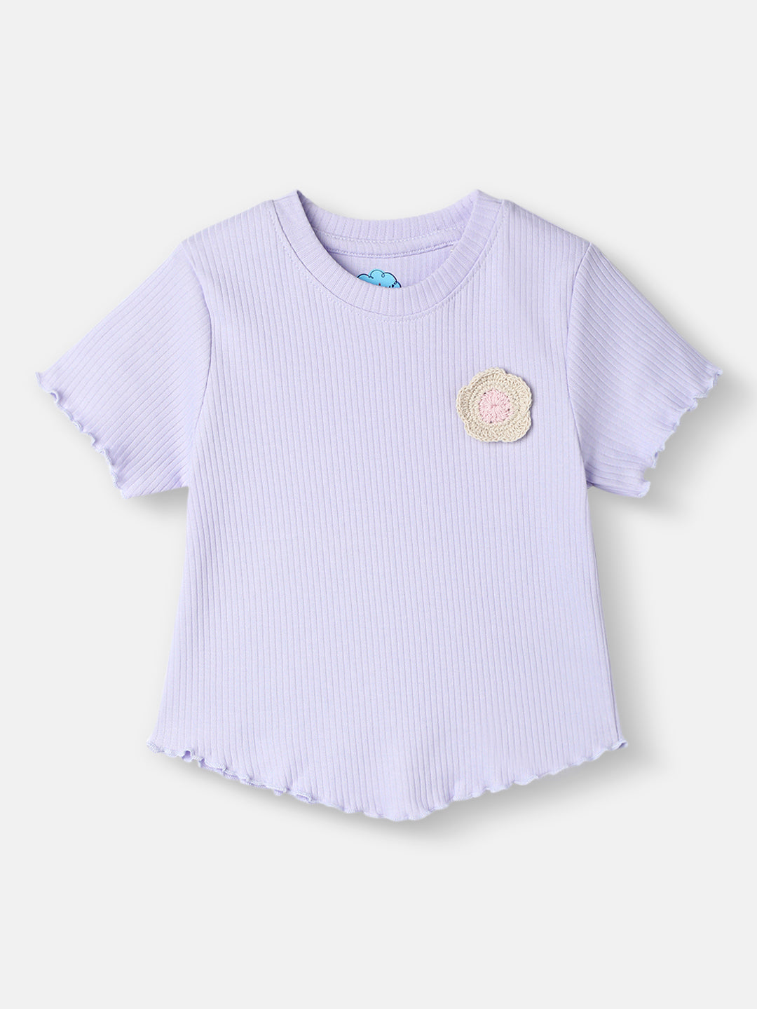 Nautinati Girls Top and Pants Set With Crochet Patch|Derby Rib Textured Fabric| Age 2 - 10 Years