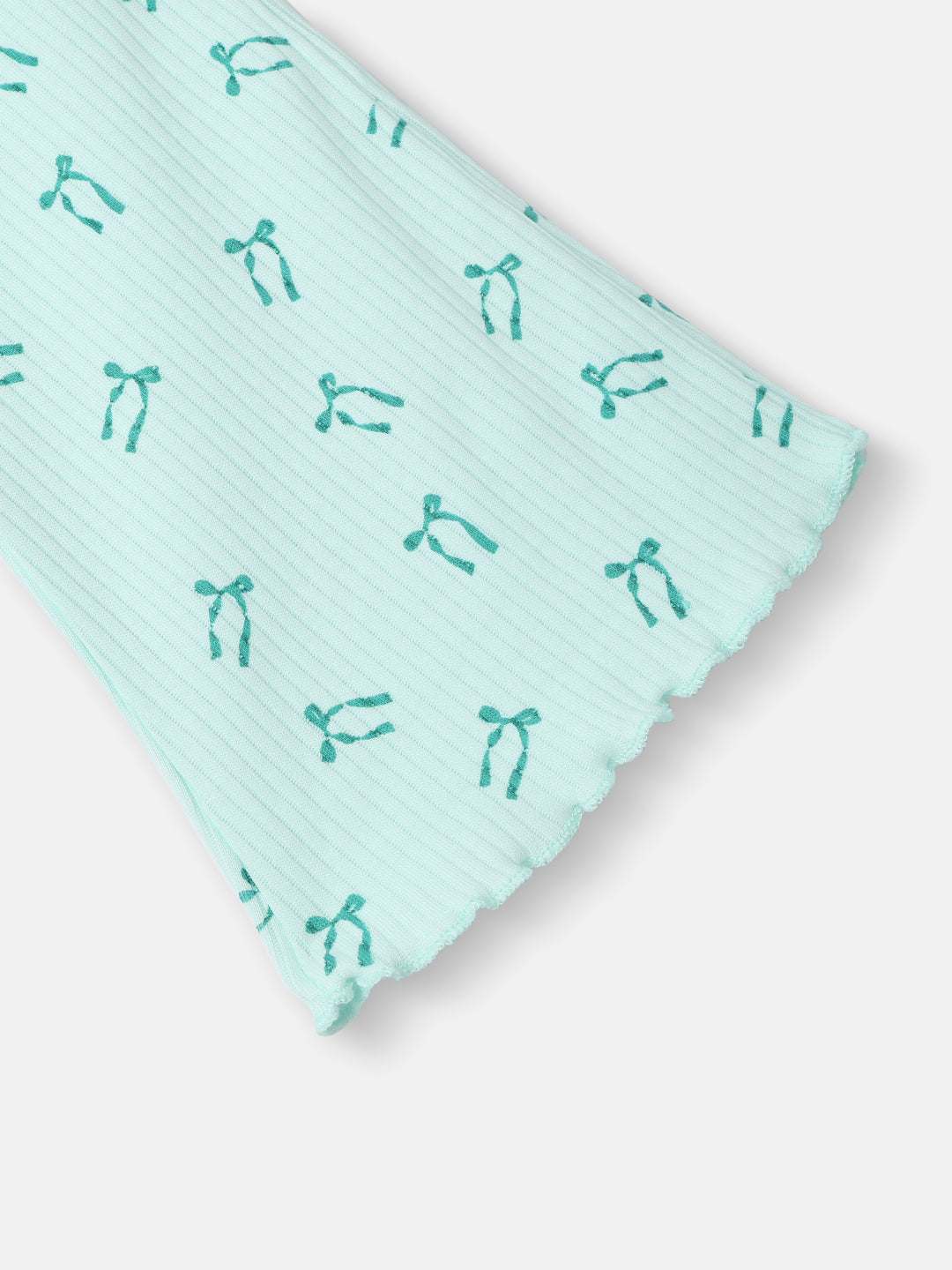 Nautinati Girls' Blue Derby Rib Set With All-over Print | Cotton | Age 2-10 Years