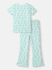 Nautinati Girls' Blue Derby Rib Set With All-over Print | Cotton | Age 2-10 Years