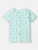 Nautinati Girls' Blue Derby Rib Set With All-over Print | Cotton | Age 2-10 Years