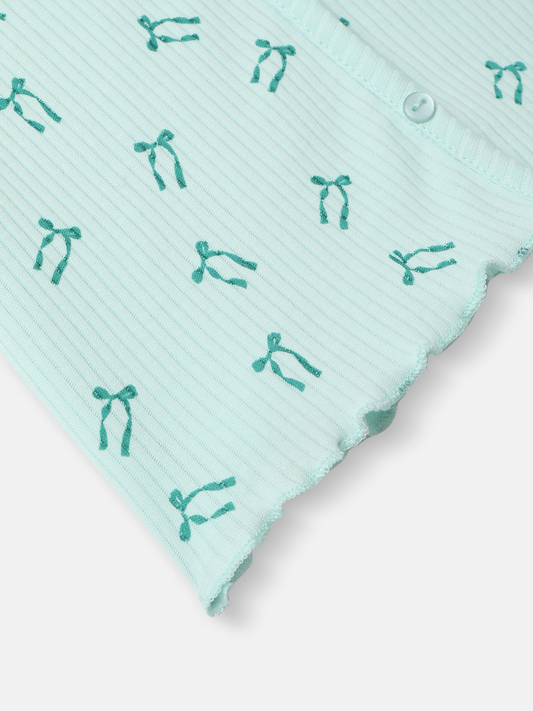 Nautinati Girls' Blue Derby Rib Set With All-over Print | Cotton | Age 2-10 Years