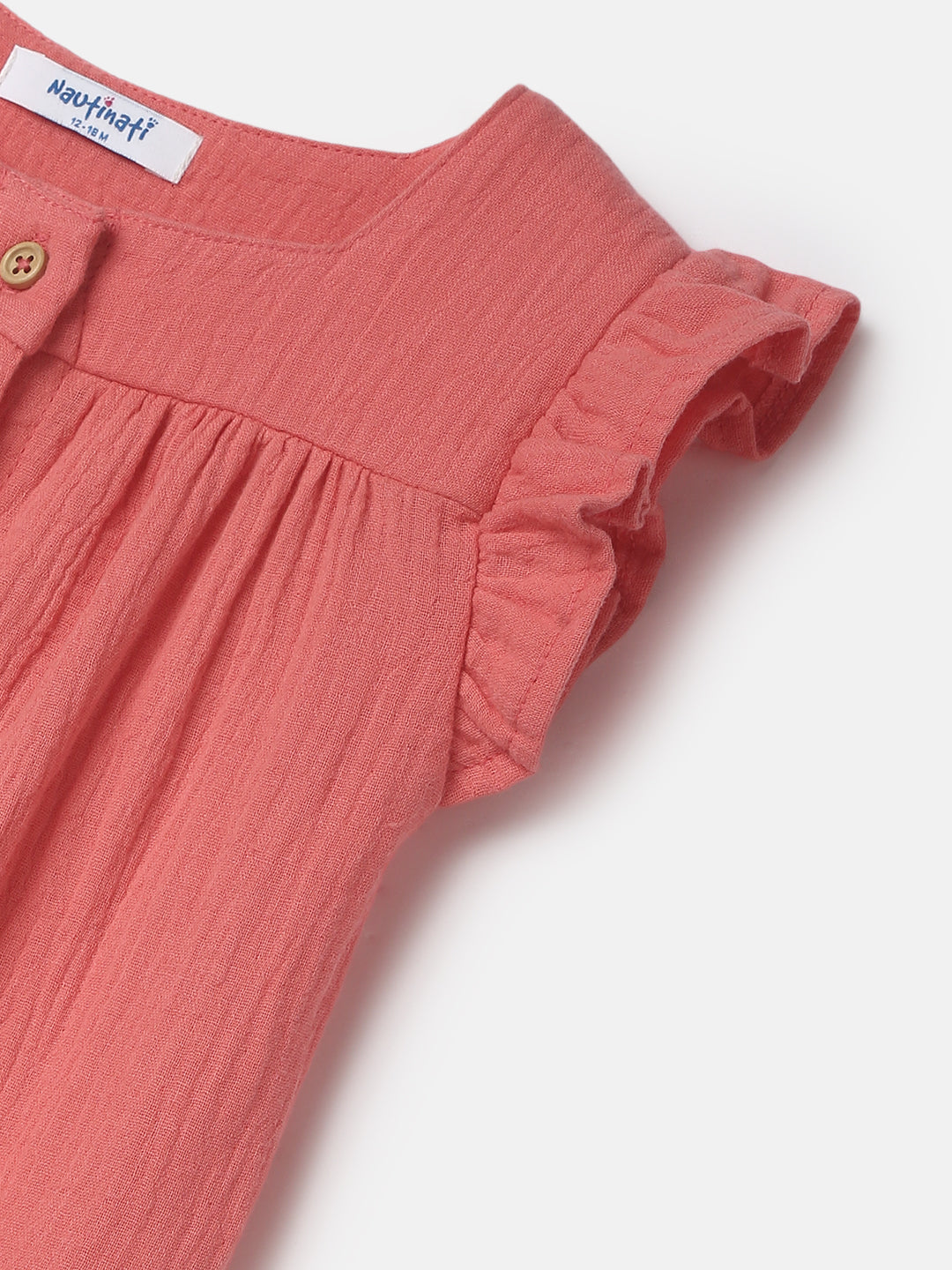 Nautinati Girls Ruffle Sleeve Sleepsuit |Textured Cotton| Age 3 - 24 Months