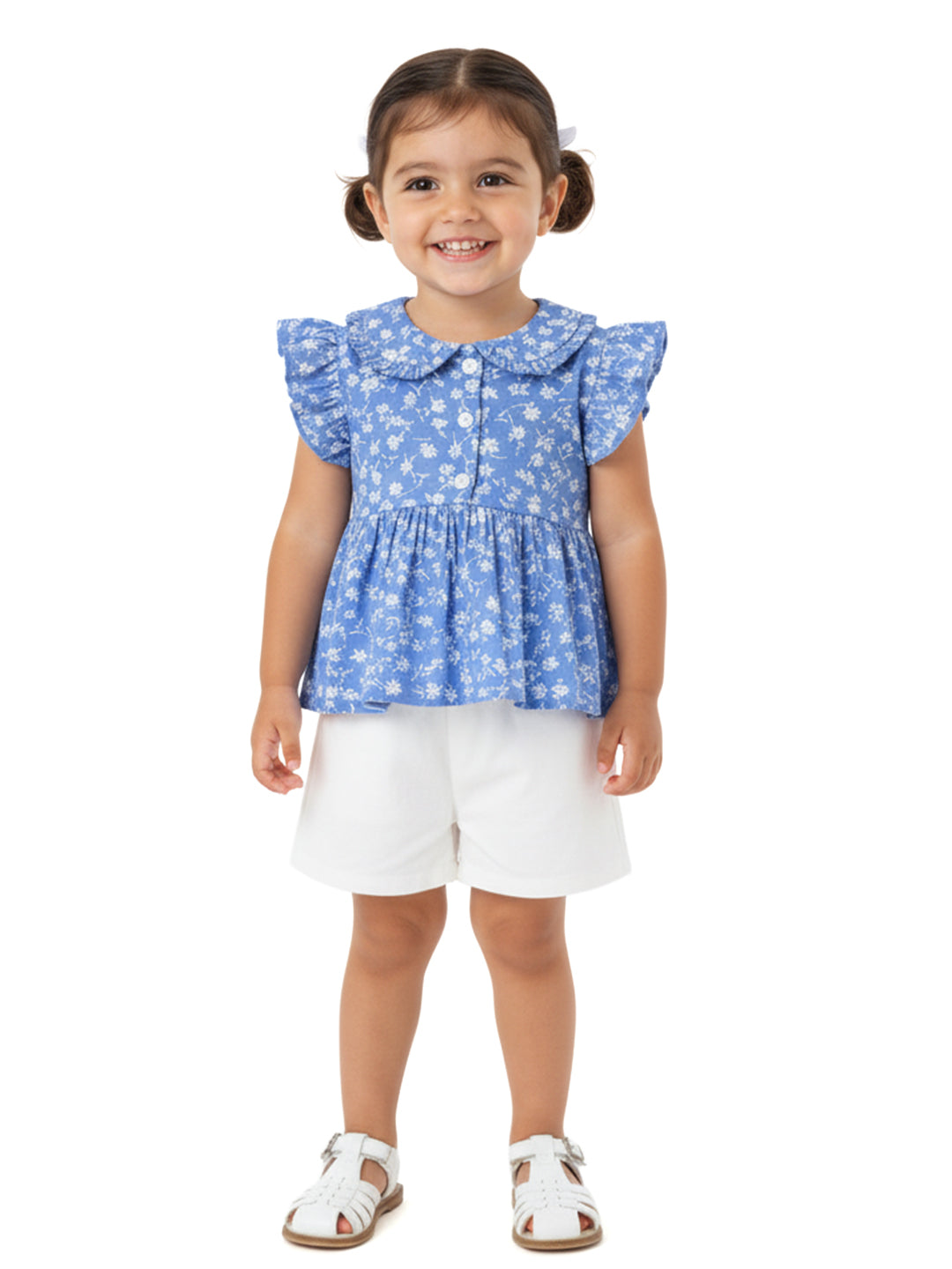 Nautinati Girls Floral Top with Shorts Set|Cotton| Age 3 - 24 Months
