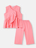Girls Crepe Assymetric Clothing Set |Frill Top and Pants Set | 2-8 Years