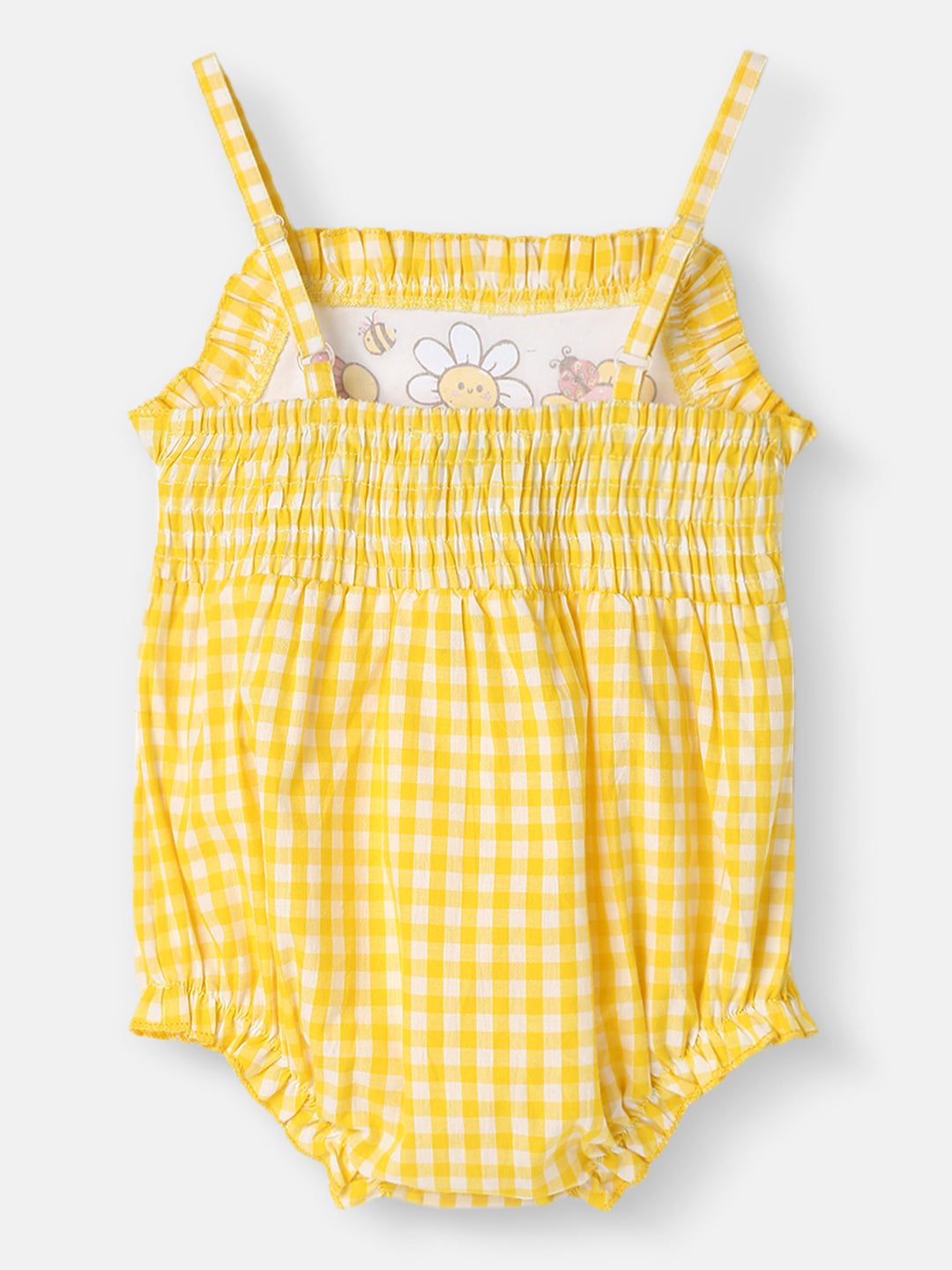 Nautinati Girls Gingham Strap Sleeves Romper|Cotton| Strap Sleeves | Age 3 - 24 Months
