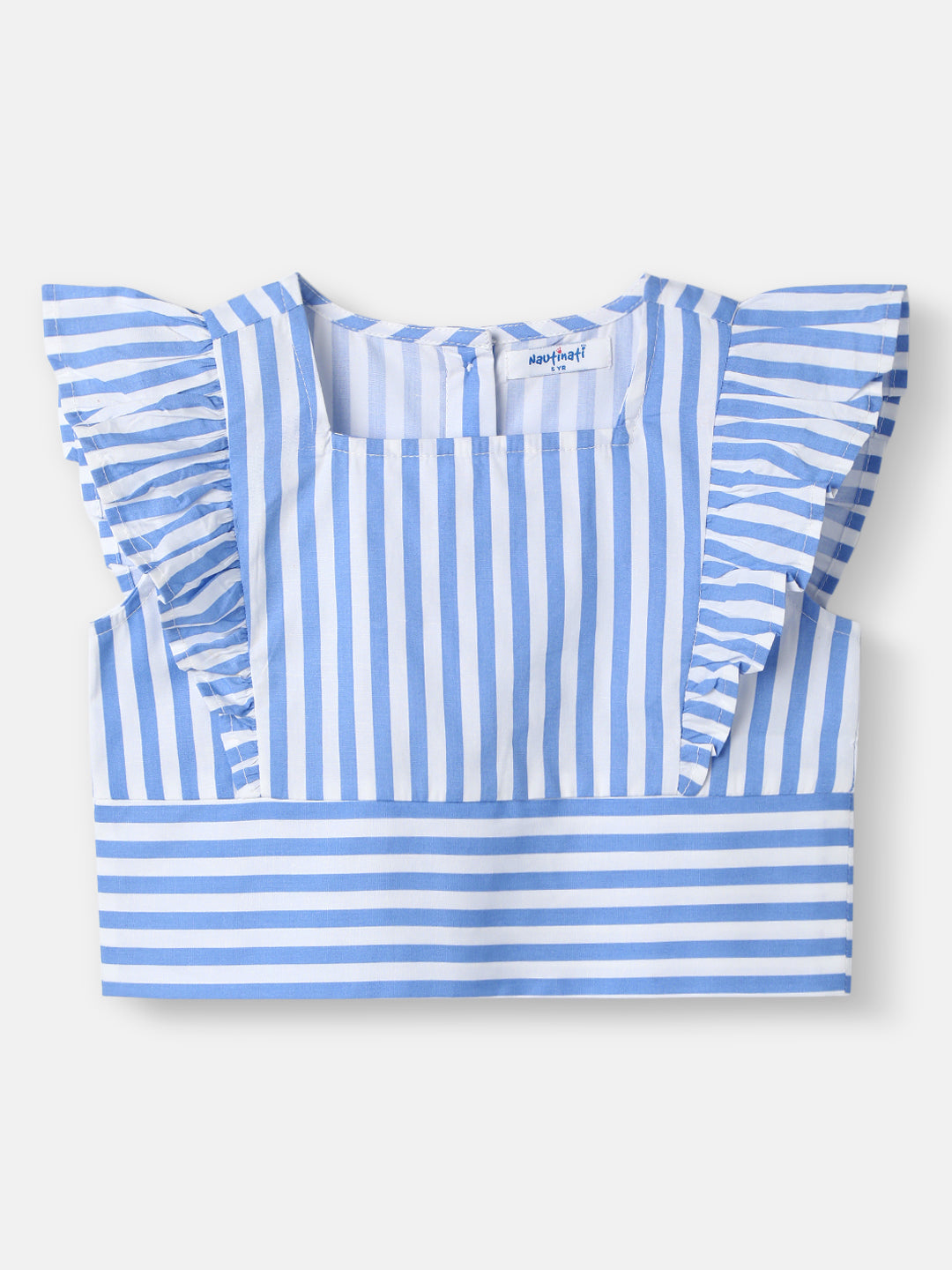 Nautinati Girls Striped Top and Pants Set|Ruffle Sleeves| Age 4 - 8 Years
