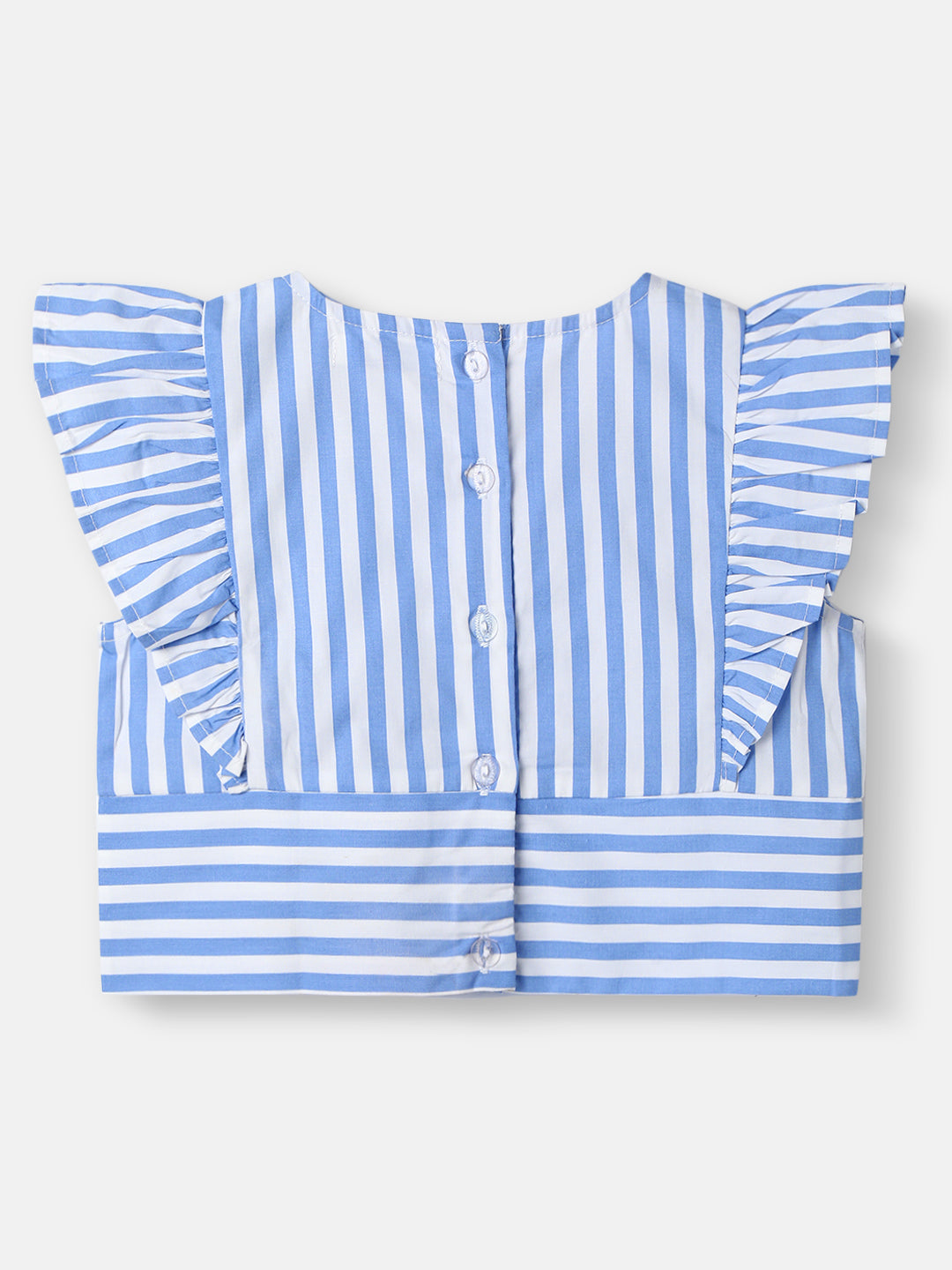 Nautinati Girls Striped Top and Pants Set|Ruffle Sleeves| Age 4 - 8 Years