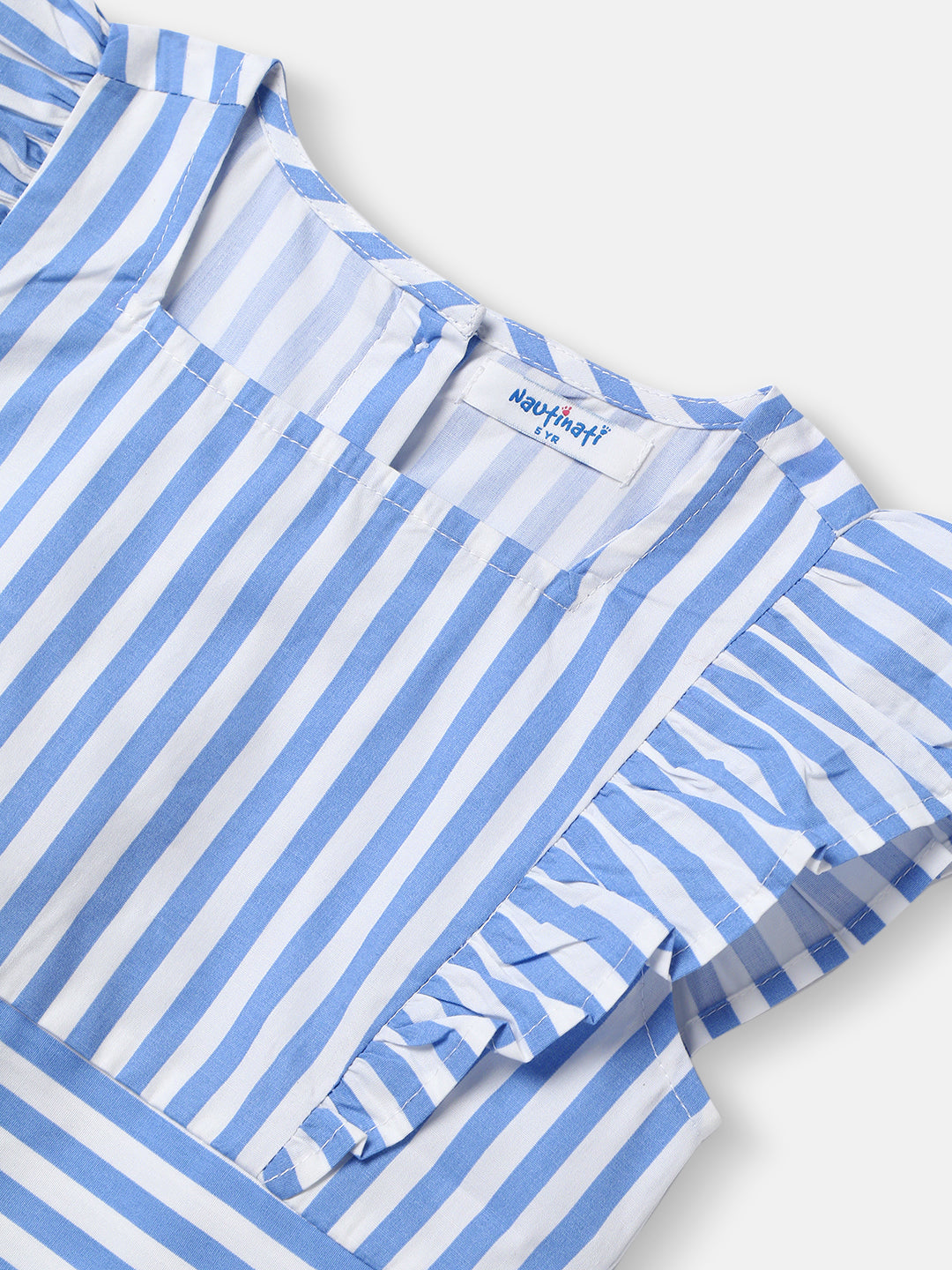 Nautinati Girls Striped Top and Pants Set|Ruffle Sleeves| Age 4 - 8 Years