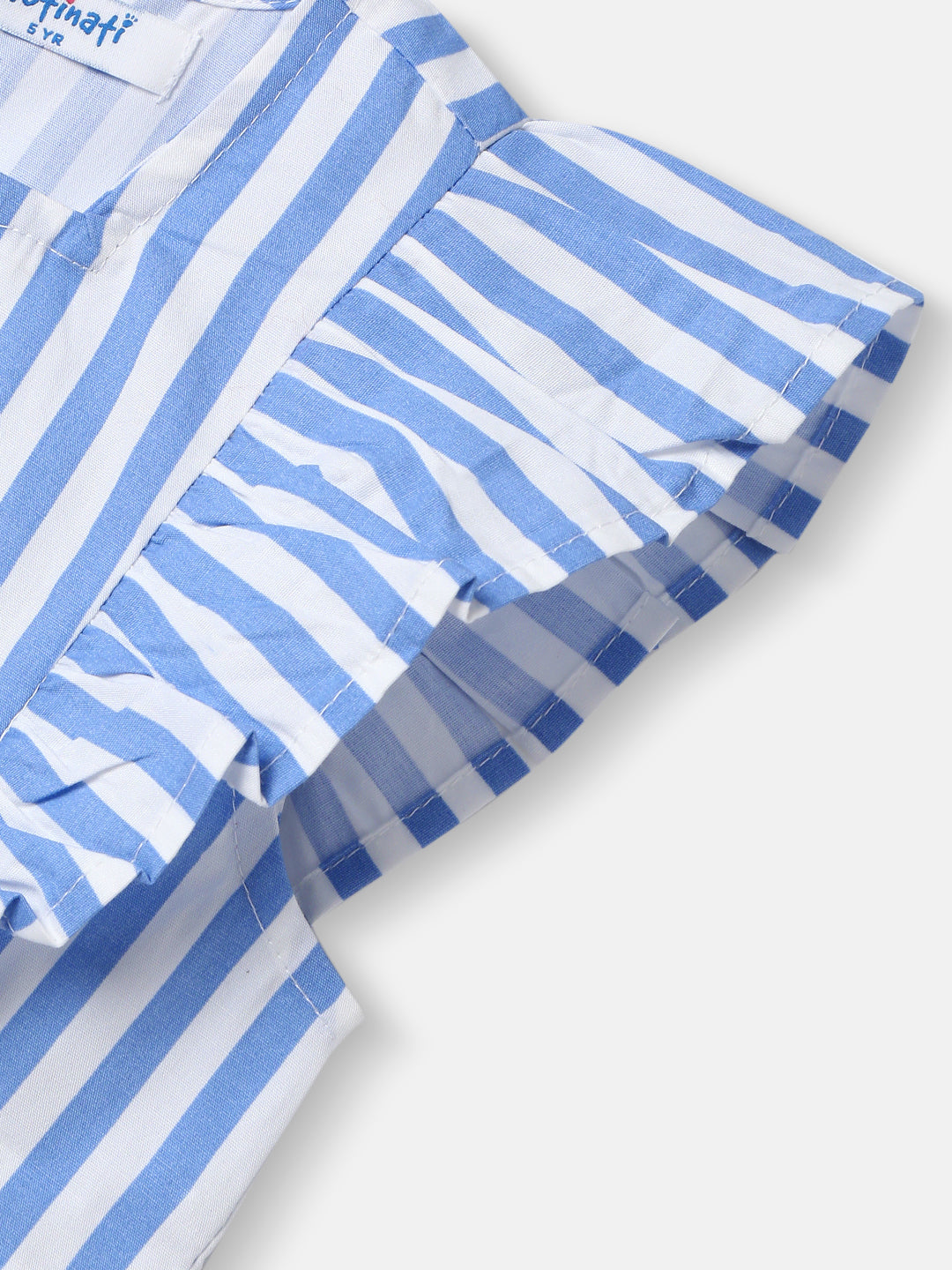 Nautinati Girls Striped Top and Pants Set|Ruffle Sleeves| Age 4 - 8 Years