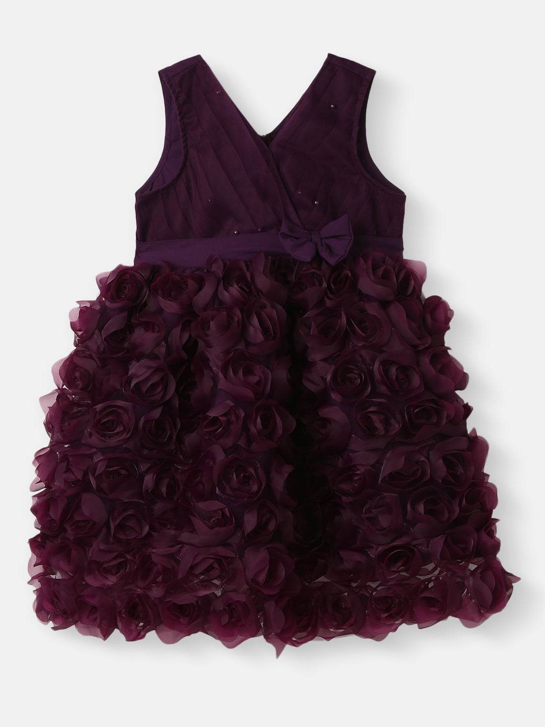 Nautinati Girls' Party Frock With Roses and Pearl Embellishment