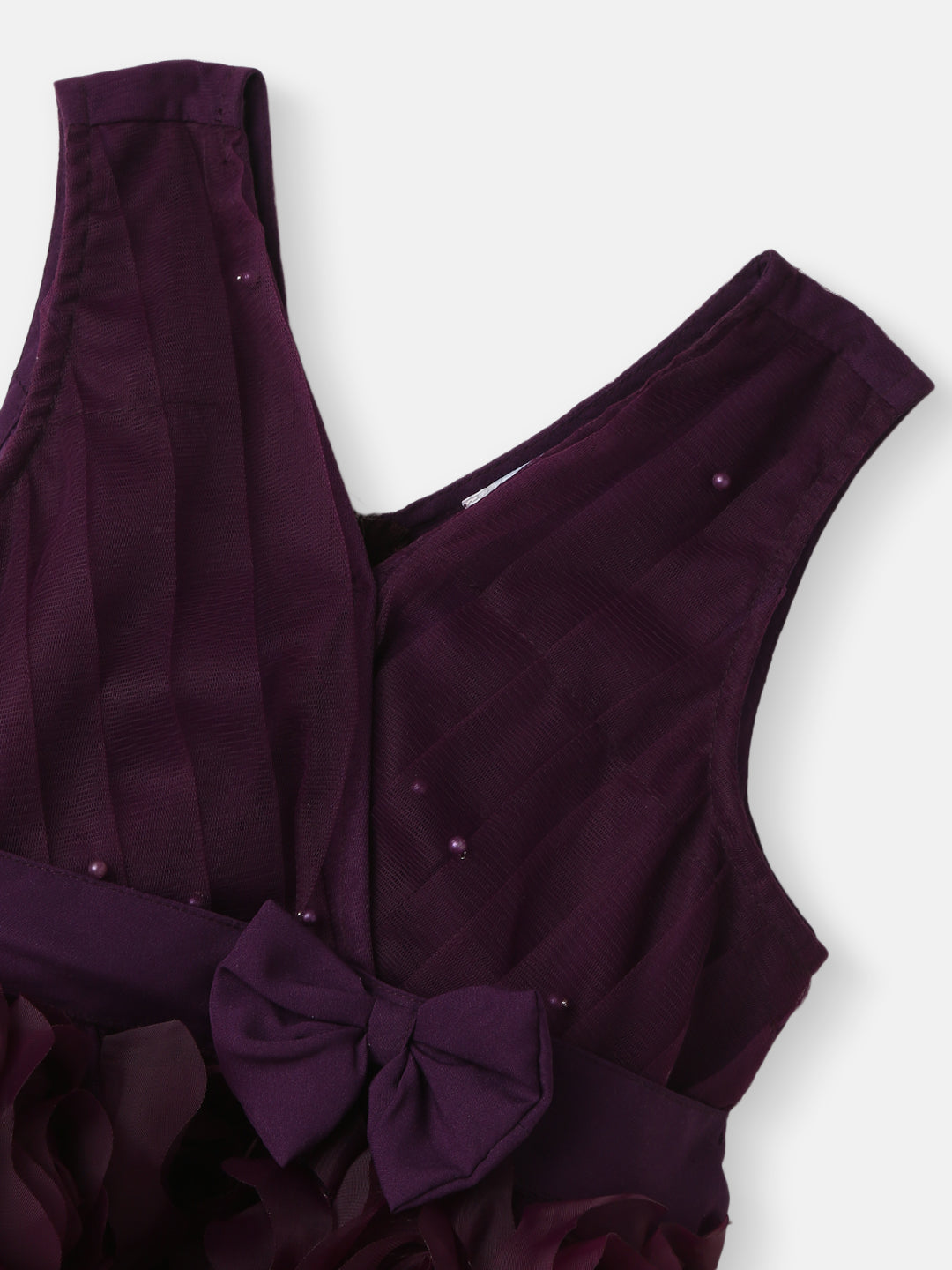 Nautinati Girls' Party Frock With Roses and Pearl Embellishment