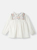 Nautinati Girls' Cotton Ruffled Collar Embroidery Detail Top
