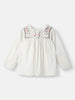 Nautinati Girls' Cotton Ruffled Collar Embroidery Detail Top