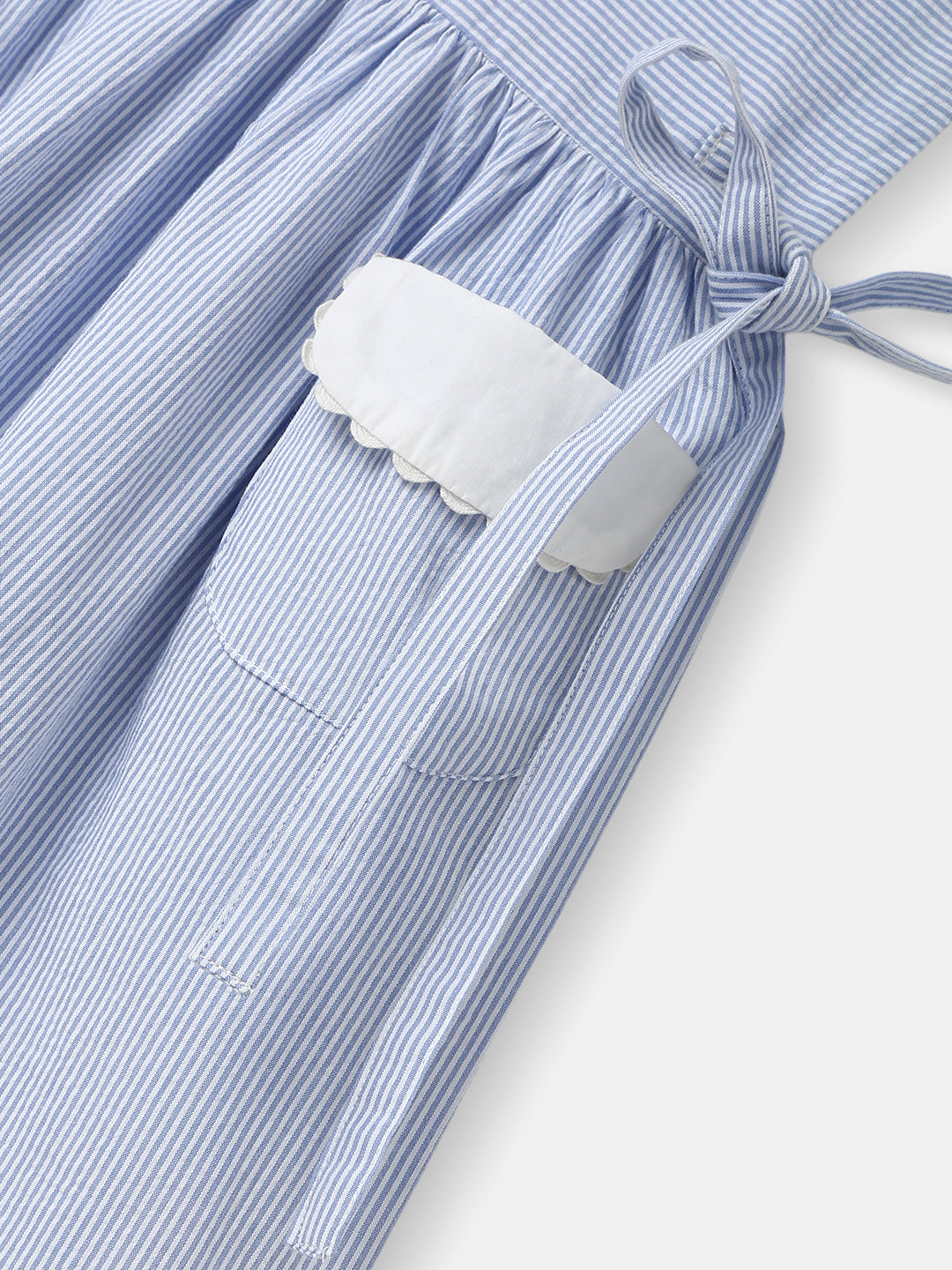 Nautinati Girls' Cotton Peterpan Collar Dress with Front Pockets and Cat Patches