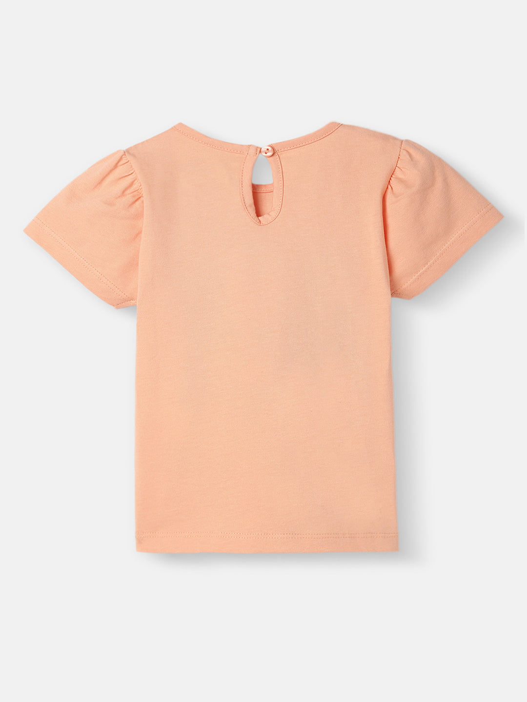 Nautinati Girls' Cotton Graphic Foil Printed Cap Sleeves T-shirt