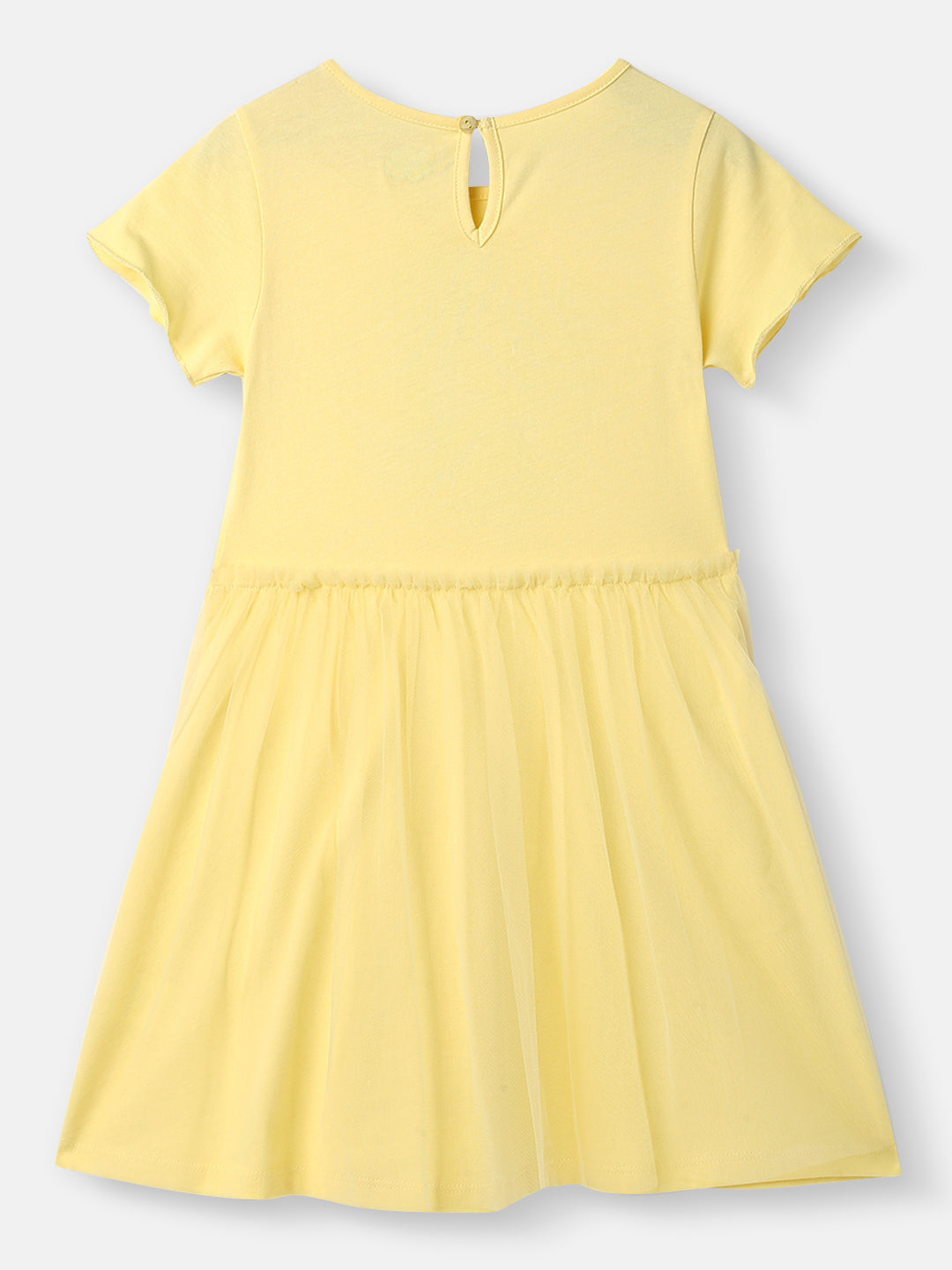 Nautinati Girls' Unicorn Print Tulle Mesh Dress with Lettuce Hem in Sleeves