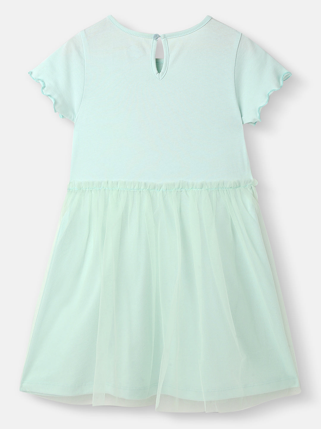 Nautinati Girls' Candy Print Tulle Frill Dress with Lettuce Hem in Sleeves