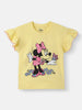 Nautinati Girls' Cotton Minnie Mouse Print T-shirt with Lettuce Hem in Sleeves