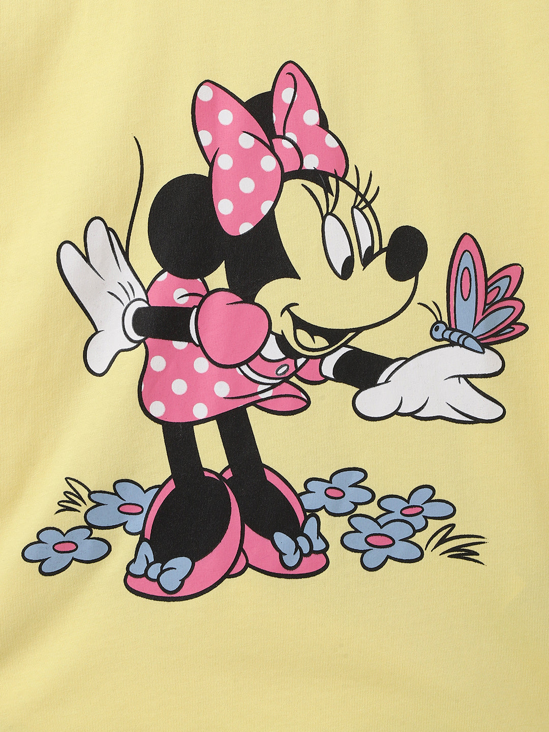 Nautinati Girls' Cotton Minnie Mouse Print T-shirt with Lettuce Hem in Sleeves