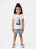 Nautinati Girls' Cotton Frozen Print & Striped Ruffle Sleeves T-shirt