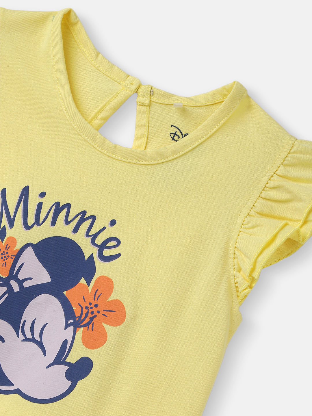 Nautinati Girls' Pack of 2 Cotton Minnie Mouse Printed Flutter Sleeves T-shirts
