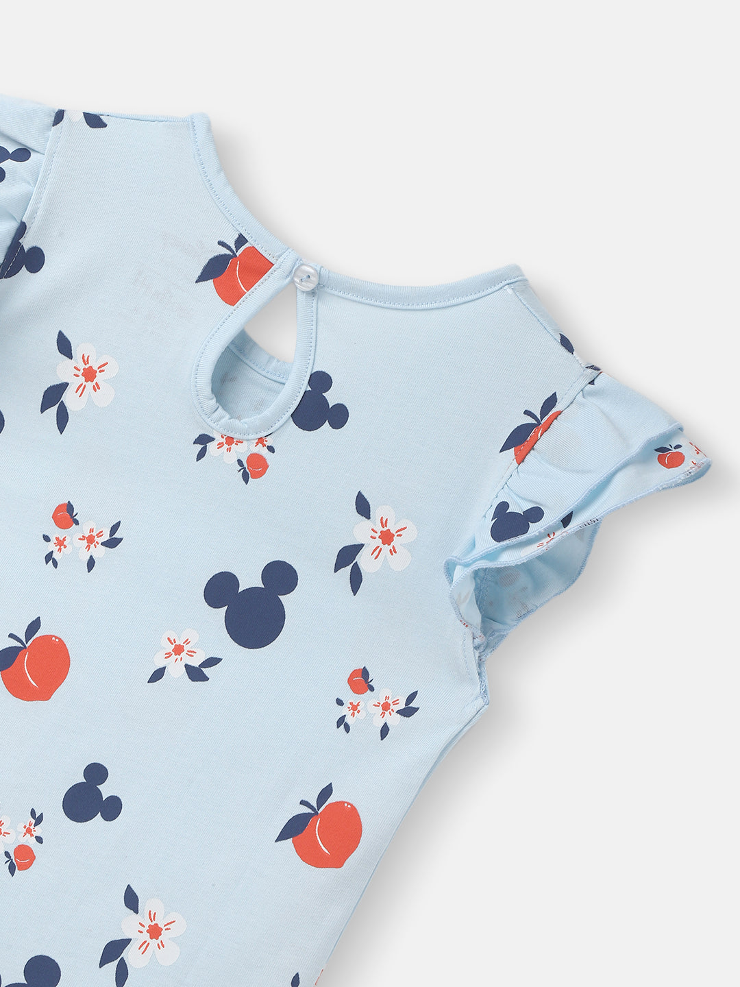 Nautinati Girls' Pack of 2 Cotton Minnie Mouse Printed Flutter Sleeves T-shirts