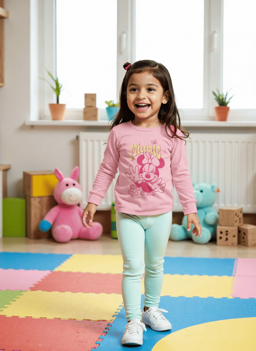 Nautinati Disney Girls Cotton Minnie Mouse Graphic Printed T-shirt